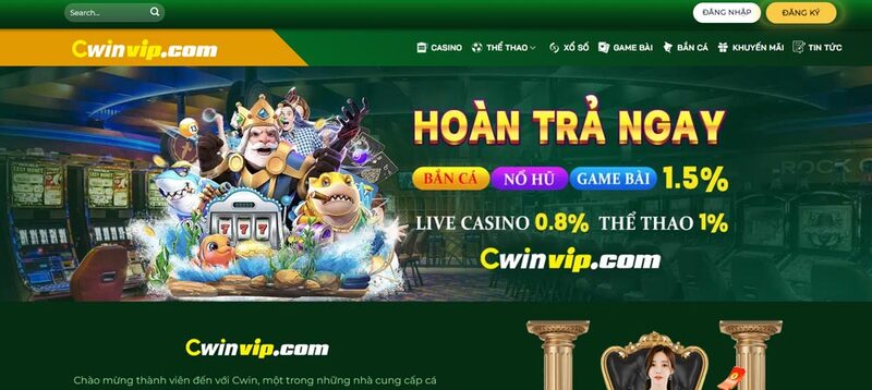 Giao diện đặc trưng thương hiệu Cwin khó có thể nhầm lẫn